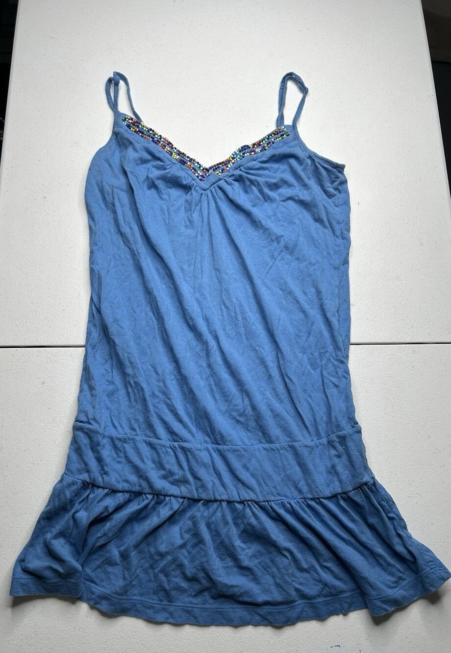 Victoria's Secret Pink Vintage Y2K Beaded Blue Tank Top Sz Xs